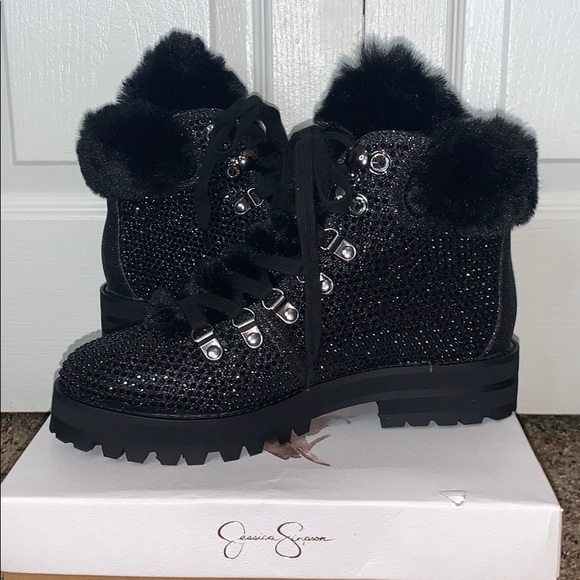 NWT Jessica Simpson Norina Combat Fur Boots - Picture 4 of 7